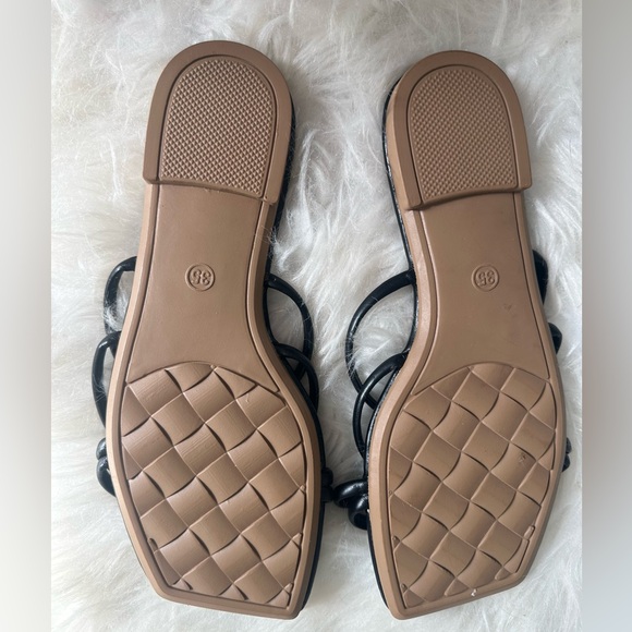 GORGLITTER PU Leather Flat Slip on Sandals Cross Strap Open Toe Summer Slide - Picture 4 of 4